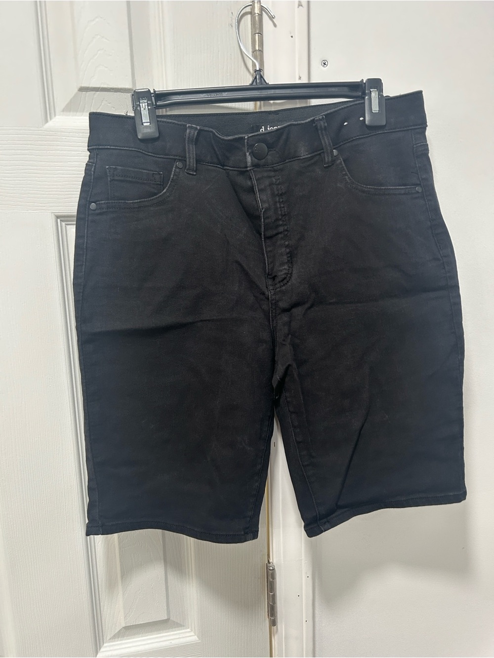 Women’s Black Distressed Jean Shorts Knee Length Relaxed Fit Streetwear